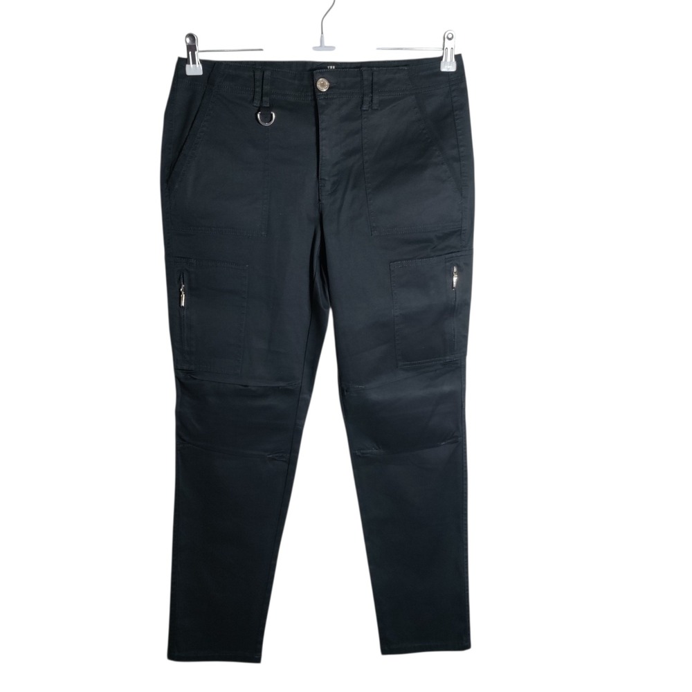 White House Black Market The Slim Crop Black Cargo Pants Utility Trousers Sz 8